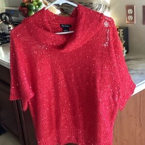 Nue Options Sparkling Red Cowl Neck Sweater